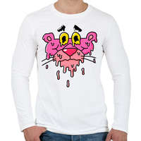 printfashion Rózsaszín párduc szétcsúszva - Férfi hosszú ujjú póló - Fehér
