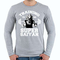 printfashion Training to go super saiyan - Férfi hosszú ujjú póló - Sport szürke