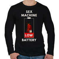 printfashion sex machine battery - Férfi hosszú ujjú póló - Fekete