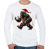 printfashion Vicces Kávézó / teázó karácsonyi party gorilla - But first Coffee - Férfi hosszú ujjú póló - Fehér