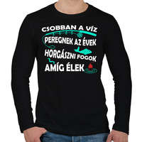 printfashion Csobban a víz- peregnek az évek - Férfi hosszú ujjú póló - Fekete