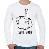 printfashion Game OVER - vicces lánybúcsú / legénybúcsú póló felirat - Férfi hosszú ujjú póló - Fehér