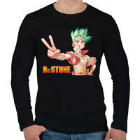 printfashion Dr. Stone - Férfi hosszú ujjú póló - Fekete