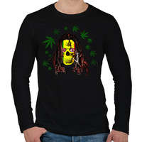printfashion rasta skull - Férfi hosszú ujjú póló - Fekete