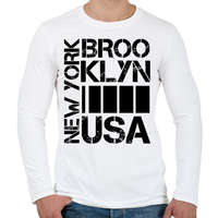 printfashion New York Brooklyn USA - Férfi hosszú ujjú póló - Fehér