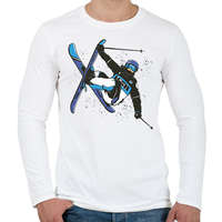 printfashion Síelés - Férfi hosszú ujjú póló - Fehér