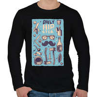 printfashion Daily Hipster - Férfi hosszú ujjú póló - Fekete