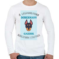 printfashion A legnagyobb gazdi - Dobermann - hónappal - Férfi hosszú ujjú póló - Fehér