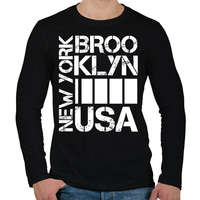 printfashion New York Brooklyn USA - Férfi hosszú ujjú póló - Fekete