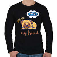 printfashion Miss you my friend - Kutyás - Férfi hosszú ujjú póló - Fekete