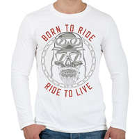 printfashion Motoros 01 - Born to ride - Férfi hosszú ujjú póló - Fehér