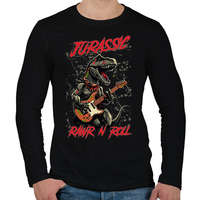 printfashion Jurassic rockstar t-rex - Férfi hosszú ujjú póló - Fekete