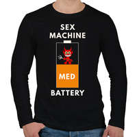 printfashion sex machine batteryMED - Férfi hosszú ujjú póló - Fekete