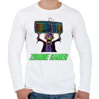 printfashion Zombie Gamer (PC) - Férfi hosszú ujjú póló - Fehér