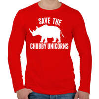 printfashion Save the Chubby Unicorns! - Férfi hosszú ujjú póló - Piros