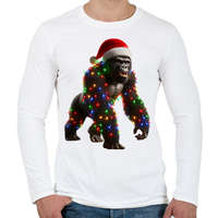 printfashion Morcos karácsonyi party gorilla - Férfi hosszú ujjú póló - Fehér
