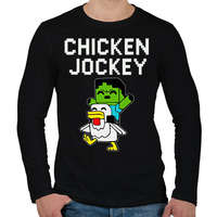 printfashion Minecraft- chicken jockey - Férfi hosszú ujjú póló - Fekete