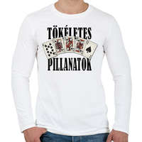 printfashion Póker Royal flush - tökéletes pillanatok - Férfi hosszú ujjú póló - Fehér