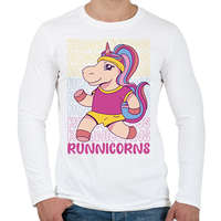 printfashion Futó unikornis - Férfi hosszú ujjú póló - Fehér