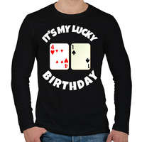 printfashion 41 POKER SZÜLINAP - Férfi hosszú ujjú póló - Fekete