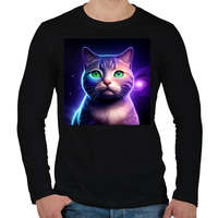 printfashion Galaxy Cat - Férfi hosszú ujjú póló - Fekete