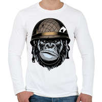 printfashion Gorilla Soldier - Férfi hosszú ujjú póló - Fehér