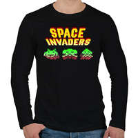 printfashion Space Invaders - Férfi hosszú ujjú póló - Fekete