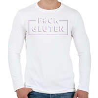 printfashion fcuk-gluten-white-purple - Férfi hosszú ujjú póló - Fehér