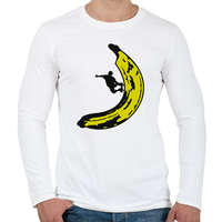 printfashion Banán deszkás - Férfi hosszú ujjú póló - Fehér