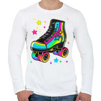 printfashion 80-as évek retro görkorcsolya neon - Férfi hosszú ujjú póló - Fehér