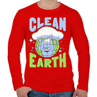 printfashion Clean Earth - Férfi hosszú ujjú póló - Piros