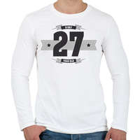 printfashion b-day-27-dark-lightgrey - Férfi hosszú ujjú póló - Fehér