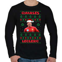 printfashion Karácsonyi Charles Leclerc - Férfi hosszú ujjú póló - Fekete