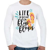 printfashion Az élet jobb flip-flop papucsban - Férfi hosszú ujjú póló - Fehér