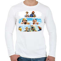 printfashion Bud Spencer és Terence Hill - Férfi hosszú ujjú póló - Fehér