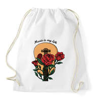 printfashion Music is my life - Rózsás gitár - Sportzsák, Tornazsák - Fehér