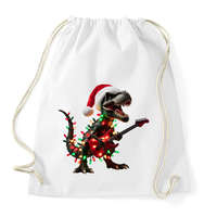 printfashion Karácsonyi rocker tirex gitárral - karácsonyi dinoszaurusz - Sportzsák, Tornazsák - Fehér