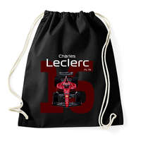 printfashion Charles Leclerc 16 autóversenyző - fehér felirat - Sportzsák, Tornazsák - Fekete