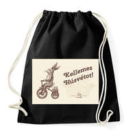 printfashion Kellemes Húsvétot - Biciklis nyúl - Sportzsák, Tornazsák - Fekete
