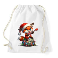 printfashion Vicces karácsonyi rocker party róka - télapó sapkában - Sportzsák, Tornazsák - Fehér