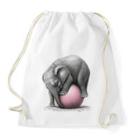 printfashion Bébi elefánt egy pink labdával - Sportzsák, Tornazsák - Fehér