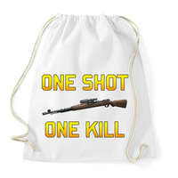 printfashion PUBG - One Shot, One Kill - Sportzsák, Tornazsák - Fehér