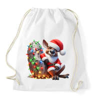 printfashion Vicces karácsonyi party kenguru - Mikulás ruhában - Sportzsák, Tornazsák - Fehér