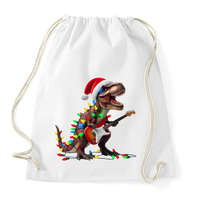 printfashion Karácsonyi rocker tirex gitárral - karácsonyi dinoszaurusz - Sportzsák, Tornazsák - Fehér