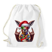 printfashion Vicces karácsonyi rocker party kenguru - Mikulás ruhában - Sportzsák, Tornazsák - Fehér