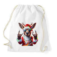 printfashion Vicces karácsonyi rocker party rénszarvas - Mikulás ruhában - Sportzsák, Tornazsák - Fehér