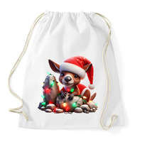 printfashion Vicces karácsonyi party kenguru kölyök - Mikulás ruhában - Sportzsák, Tornazsák - Fehér