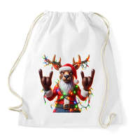 printfashion Vicces karácsonyi rocker party rénszarvas / szarvas - Mikulás ruhában - Sportzsák, Tornazsák - Fehér