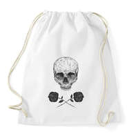 printfashion Skull N' Roses - Sportzsák, Tornazsák - Fehér