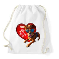 printfashion I Love You - szívecskés kutyás póló minta, ajándék ötlet Valentin napra - Sportzsák, Tornazsák - Fehér